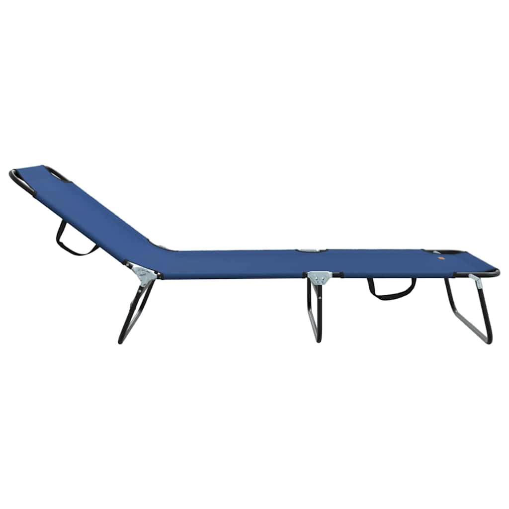 Folding Sun Lounger Folding Blue 188 x 57 x 86.5 cm Polyester