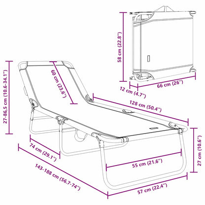 Folding Sun Lounger Folding Blue 188 x 57 x 86.5 cm Polyester