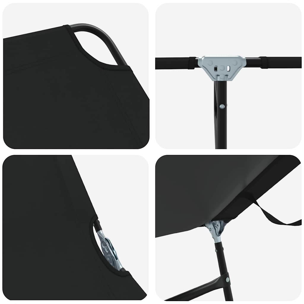 Folding Sun Lounger Folding Black 188 x 57 x 86.5 cm Polyester