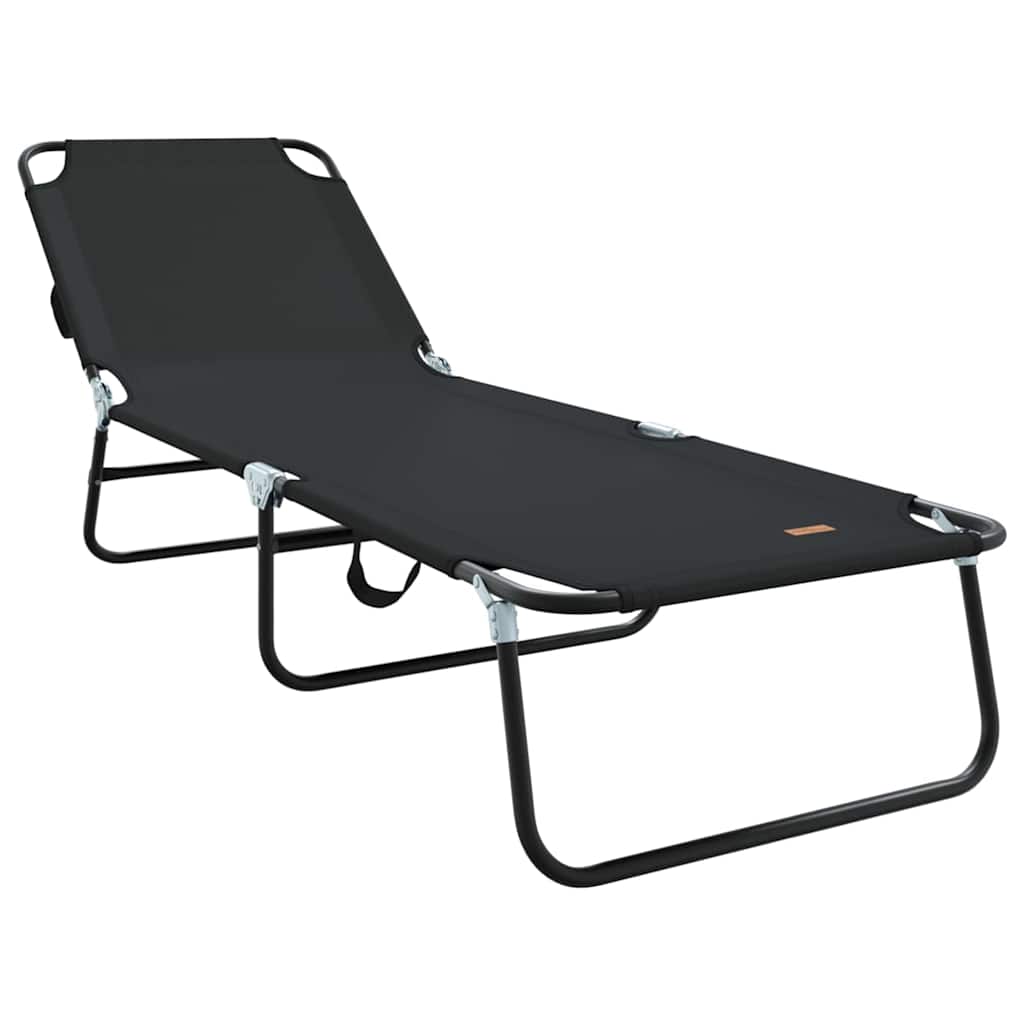 Folding Sun Lounger Folding Black 188 x 57 x 86.5 cm Polyester