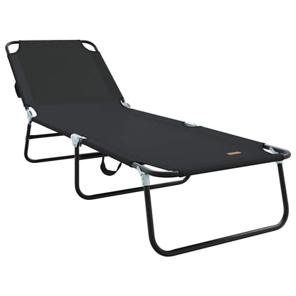 Folding Sun Lounger Folding Black 188 x 57 x 86.5 cm Polyester