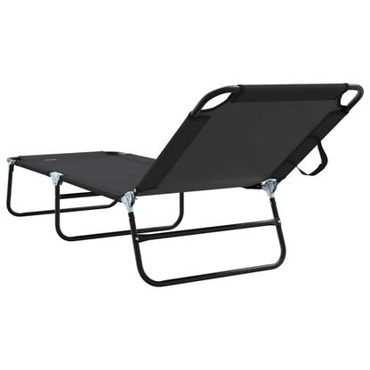 Folding Sun Lounger Folding Black 188 x 57 x 86.5 cm Polyester