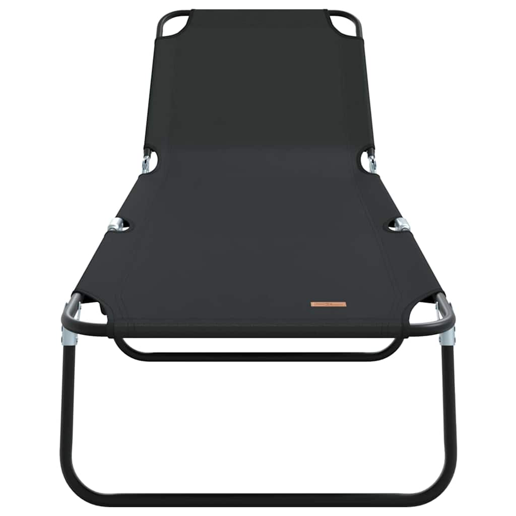 Folding Sun Lounger Folding Black 188 x 57 x 86.5 cm Polyester