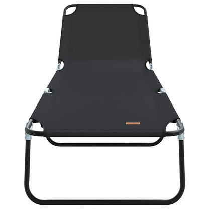 Folding Sun Lounger Folding Black 188 x 57 x 86.5 cm Polyester