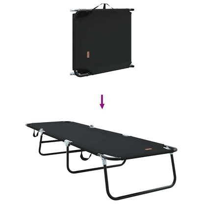 Folding Sun Lounger Folding Black 188 x 57 x 86.5 cm Polyester