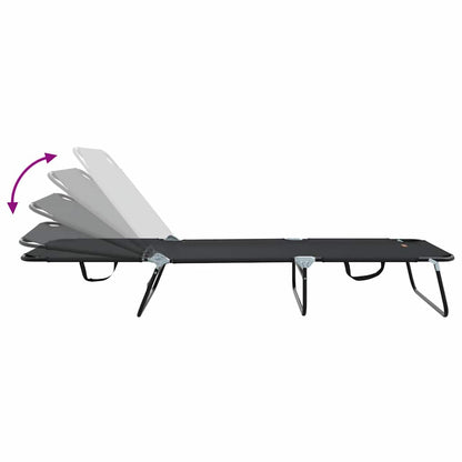 Folding Sun Lounger Folding Black 188 x 57 x 86.5 cm Polyester