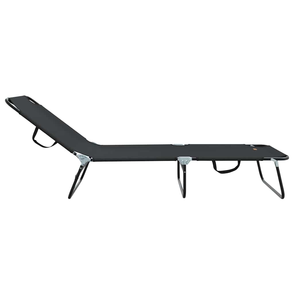 Folding Sun Lounger Folding Black 188 x 57 x 86.5 cm Polyester