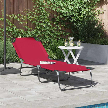 Folding Sun Lounger Folding Red 188 x 57 x 86.5 cm Polyester