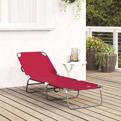 Folding Sun Lounger Folding Red 188 x 57 x 86.5 cm Polyester