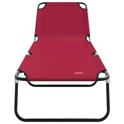 Folding Sun Lounger Folding Red 188 x 57 x 86.5 cm Polyester