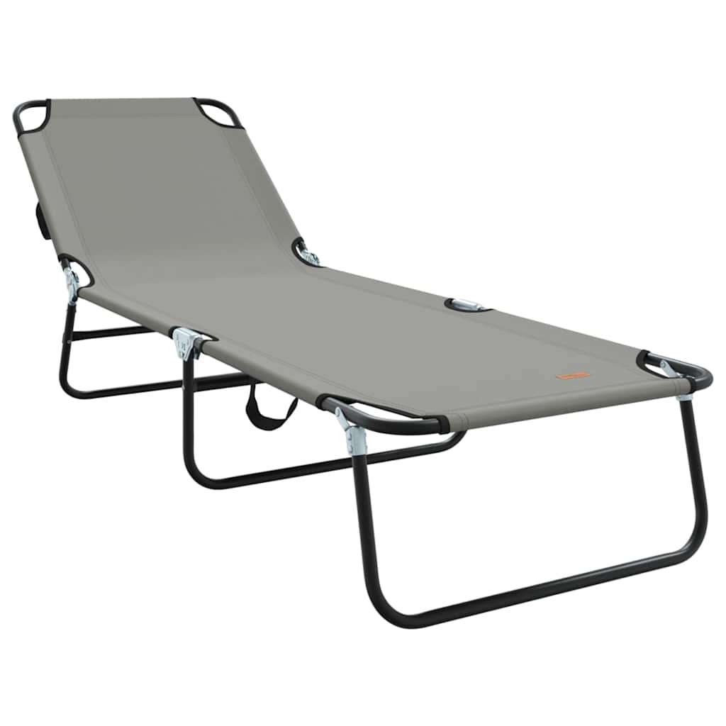 Folding Sun Lounger Folding Grey 188 x 57 x 86.5 cm Polyester