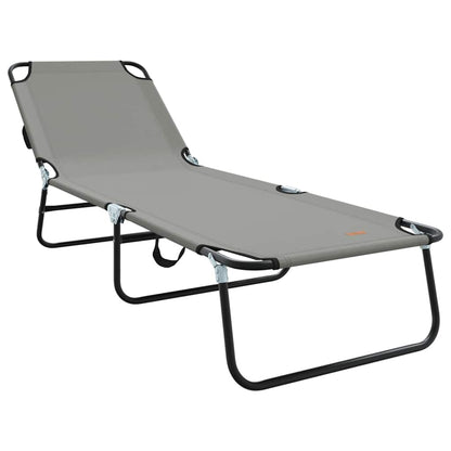 Folding Sun Lounger Folding Grey 188 x 57 x 86.5 cm Polyester