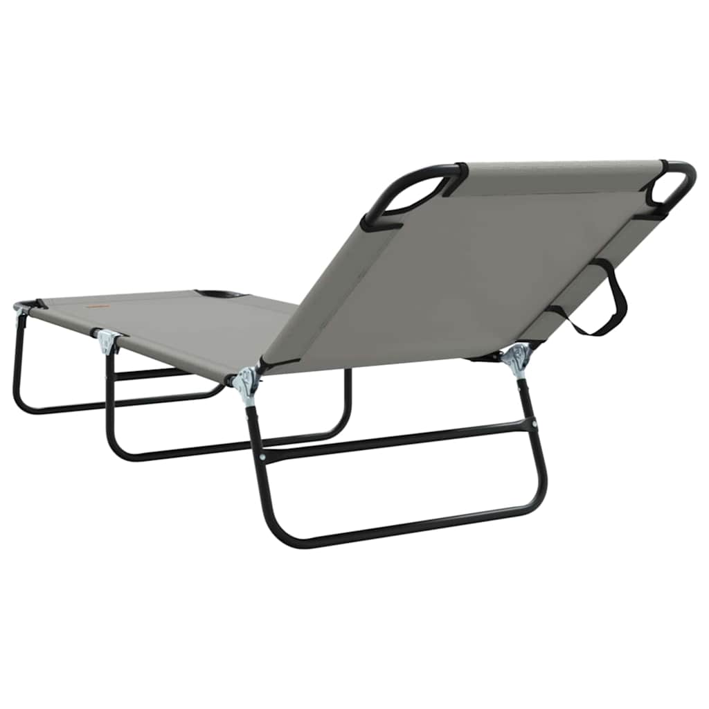 Folding Sun Lounger Folding Grey 188 x 57 x 86.5 cm Polyester