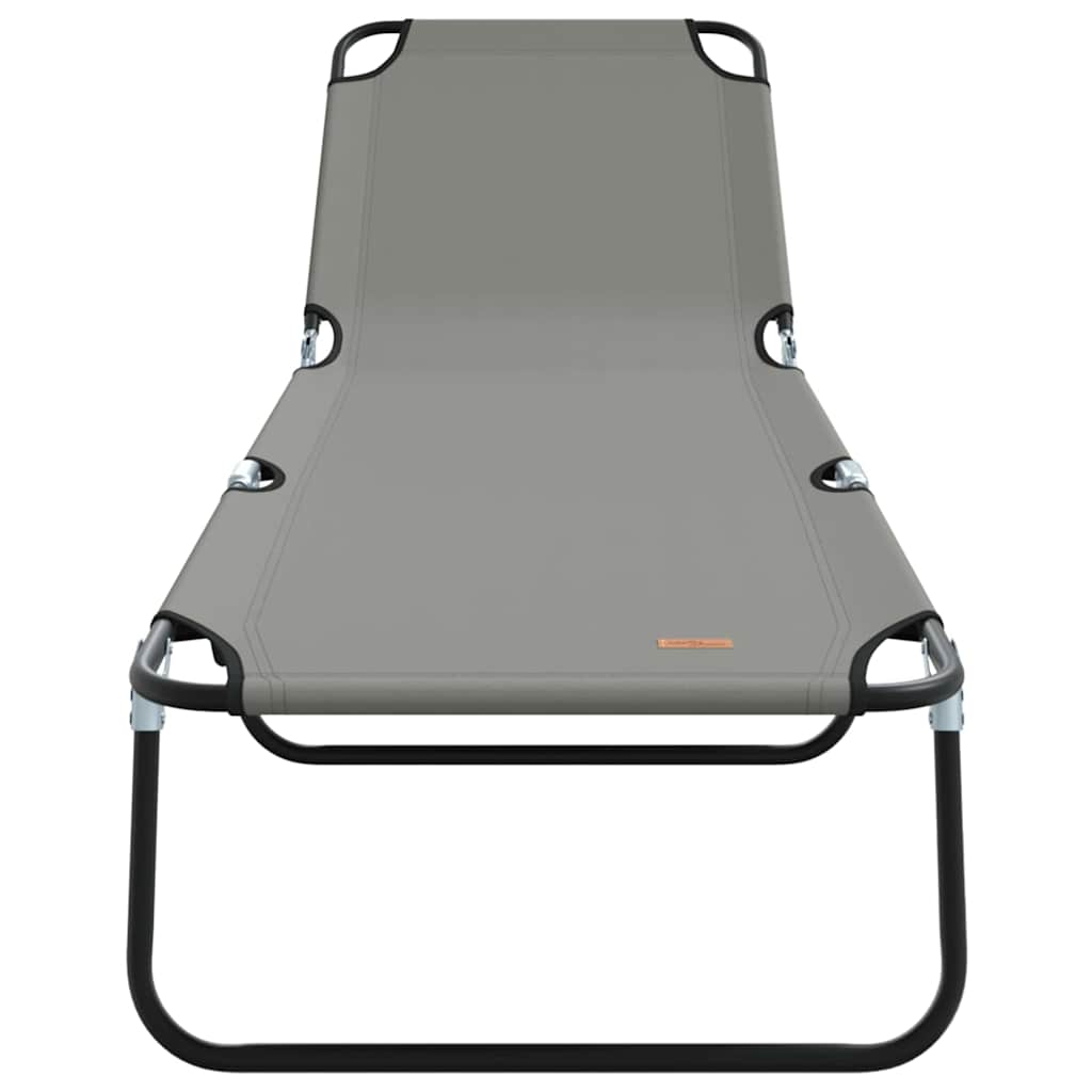 Folding Sun Lounger Folding Grey 188 x 57 x 86.5 cm Polyester