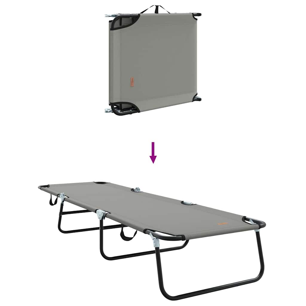 Folding Sun Lounger Folding Grey 188 x 57 x 86.5 cm Polyester