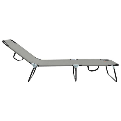 Folding Sun Lounger Folding Grey 188 x 57 x 86.5 cm Polyester
