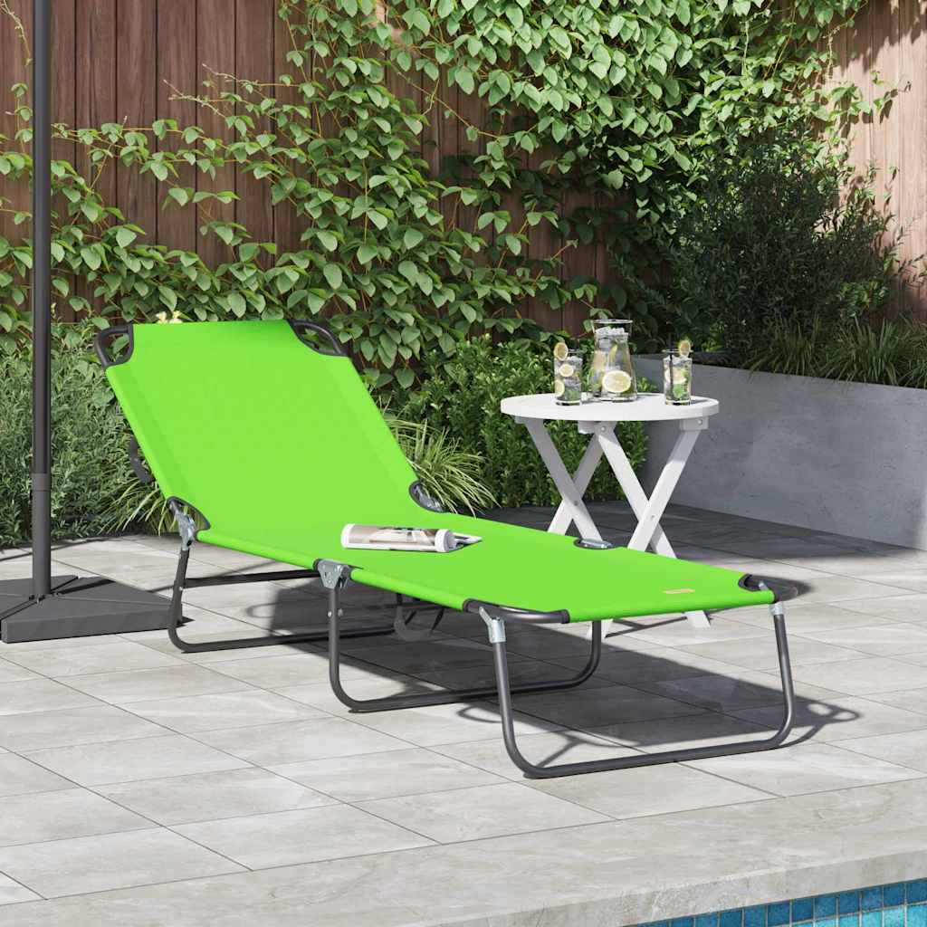 Folding Sun Lounger Folding Green 188 x 57 x 86.5 cm Polyester