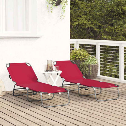 Folding Sun Lounger 2 pcs Red 188 x 57 x 86.5 cm Polyester