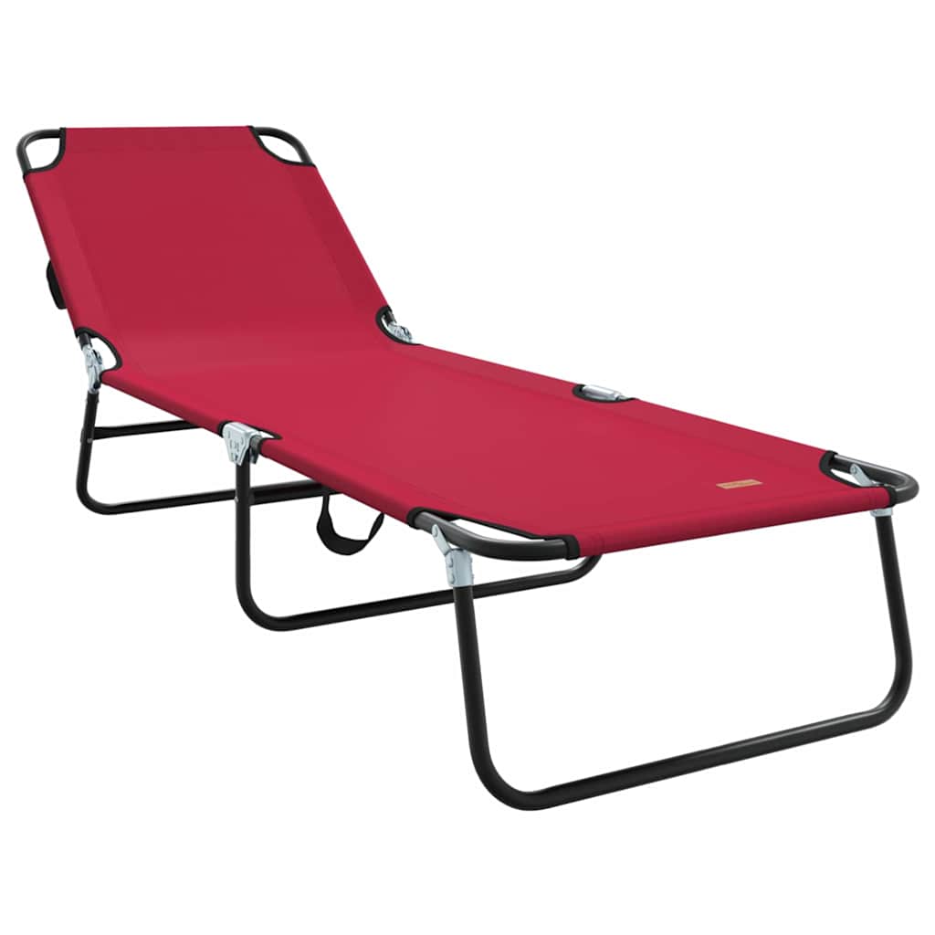 Folding Sun Lounger 2 pcs Red 188 x 57 x 86.5 cm Polyester