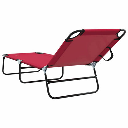 Folding Sun Lounger 2 pcs Red 188 x 57 x 86.5 cm Polyester
