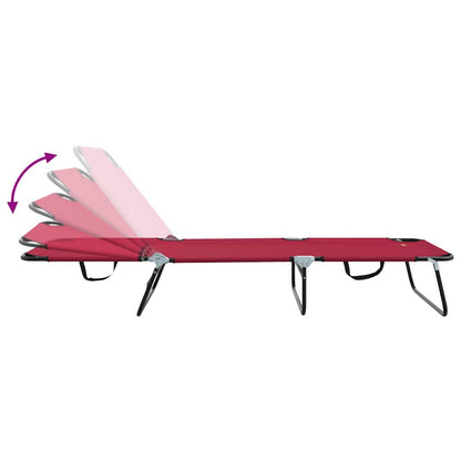 Folding Sun Lounger 2 pcs Red 188 x 57 x 86.5 cm Polyester