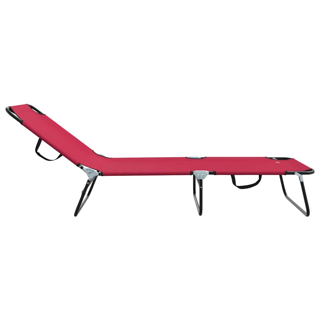 Folding Sun Lounger 2 pcs Red 188 x 57 x 86.5 cm Polyester
