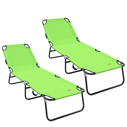 Folding Sun Lounger 2 pcs Green 188 x 57 x 86.5 cm Polyester