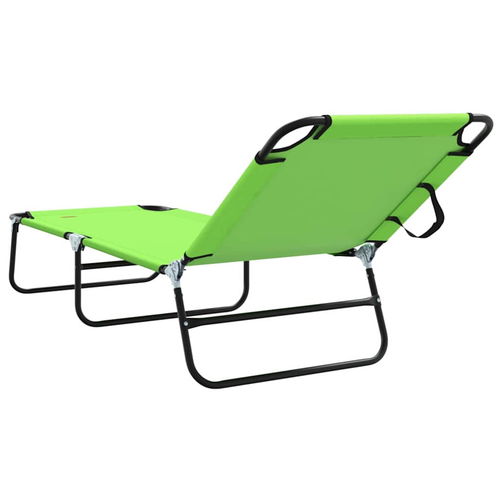 Folding Sun Lounger 2 pcs Green 188 x 57 x 86.5 cm Polyester