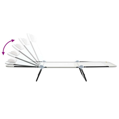 Folding Sun Lounger Folding Cream 182 x 55 x 85.5 cm Textilene