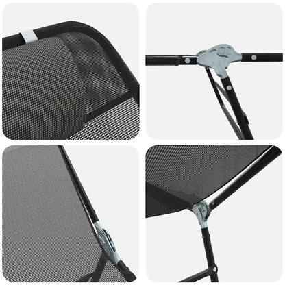 Folding Sun Lounger Folding Black 182 x 55 x 85.5 cm Textilene