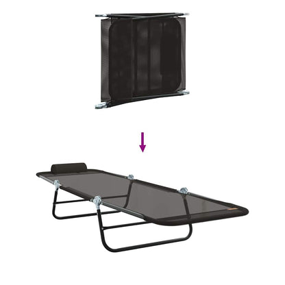 Folding Sun Lounger Folding Black 182 x 55 x 85.5 cm Textilene