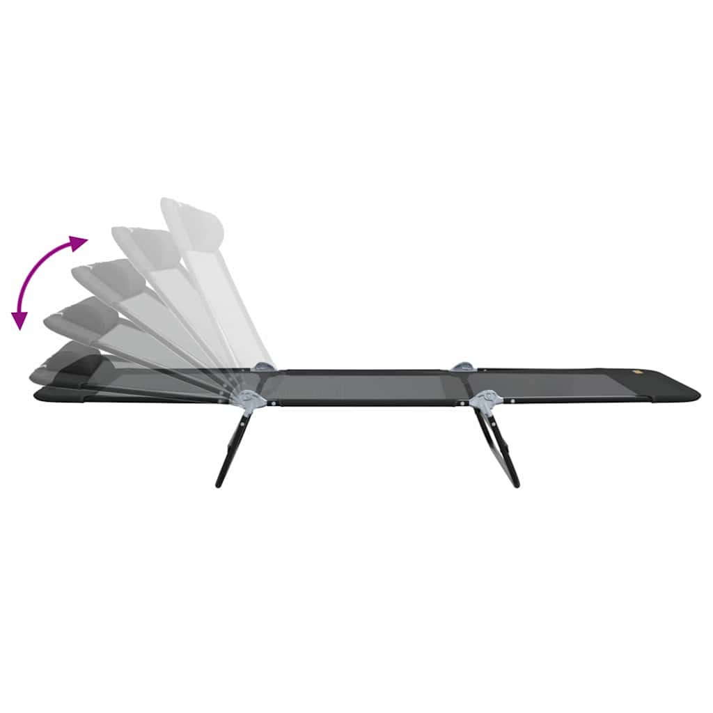 Folding Sun Lounger Folding Black 182 x 55 x 85.5 cm Textilene
