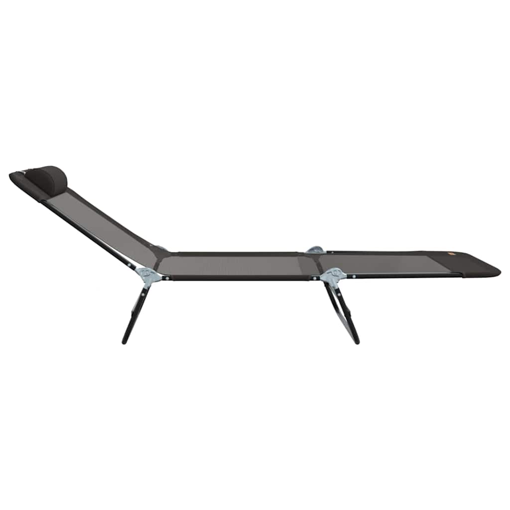 Folding Sun Lounger Folding Black 182 x 55 x 85.5 cm Textilene