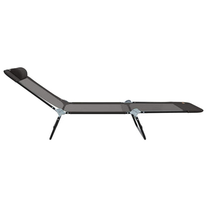 Folding Sun Lounger Folding Black 182 x 55 x 85.5 cm Textilene