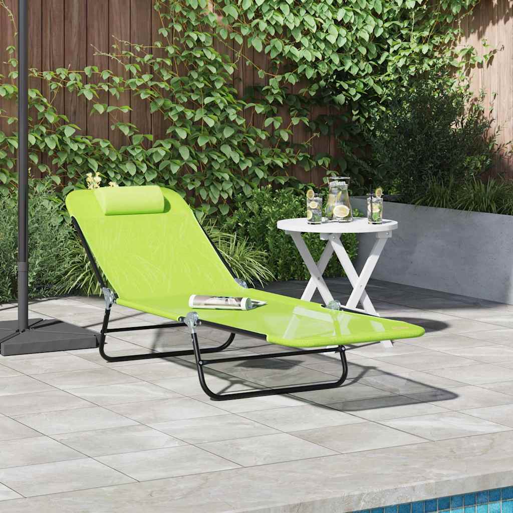 Folding Sun Lounger Folding Green 182 x 55 x 85.5 cm Textilene