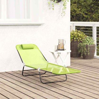 Folding Sun Lounger Folding Green 182 x 55 x 85.5 cm Textilene