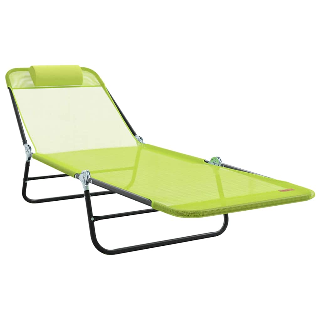 Folding Sun Lounger Folding Green 182 x 55 x 85.5 cm Textilene