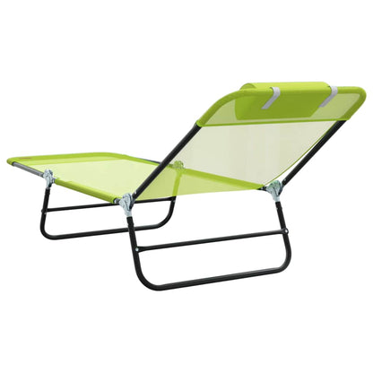 Folding Sun Lounger Folding Green 182 x 55 x 85.5 cm Textilene