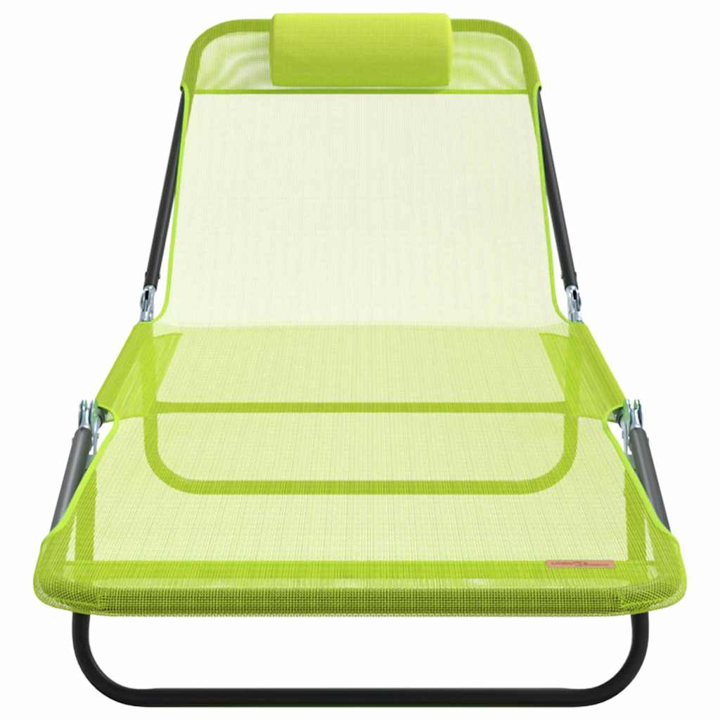 Folding Sun Lounger Folding Green 182 x 55 x 85.5 cm Textilene