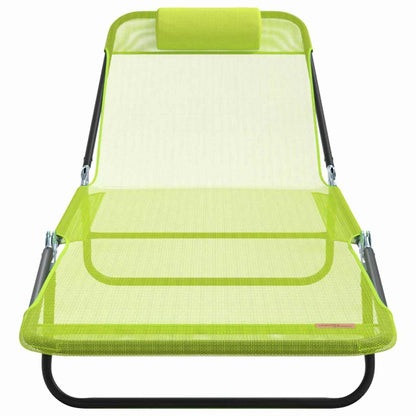 Folding Sun Lounger Folding Green 182 x 55 x 85.5 cm Textilene