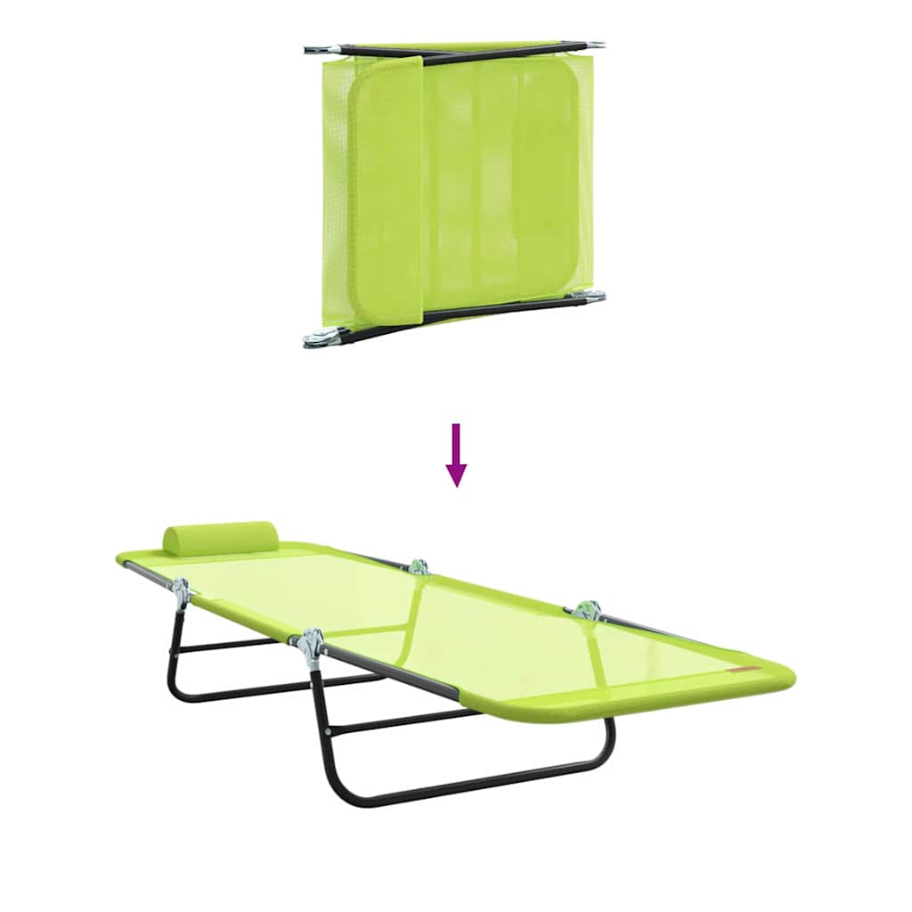 Folding Sun Lounger Folding Green 182 x 55 x 85.5 cm Textilene