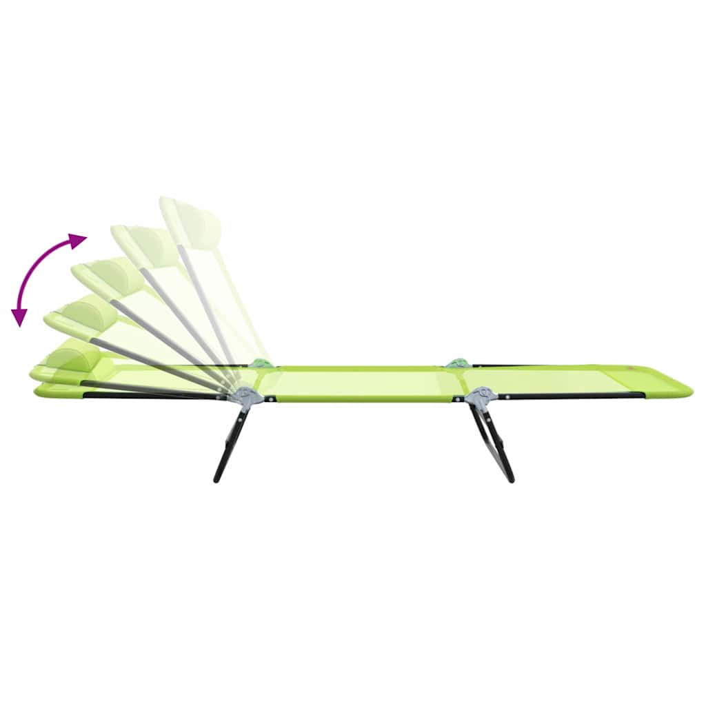 Folding Sun Lounger Folding Green 182 x 55 x 85.5 cm Textilene