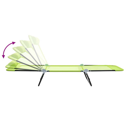 Folding Sun Lounger Folding Green 182 x 55 x 85.5 cm Textilene