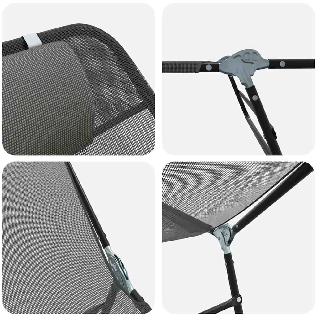 Folding Sun Lounger Folding Grey 182 x 55 x 85.5 cm Textilene