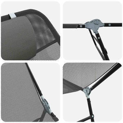 Folding Sun Lounger Folding Grey 182 x 55 x 85.5 cm Textilene