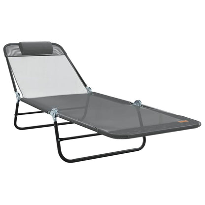 Folding Sun Lounger Folding Grey 182 x 55 x 85.5 cm Textilene