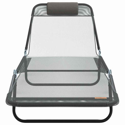 Folding Sun Lounger Folding Grey 182 x 55 x 85.5 cm Textilene