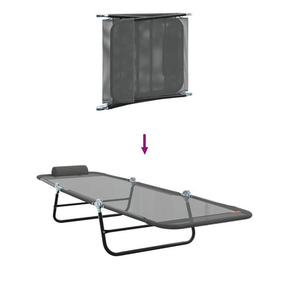 Folding Sun Lounger Folding Grey 182 x 55 x 85.5 cm Textilene