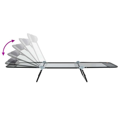 Folding Sun Lounger Folding Grey 182 x 55 x 85.5 cm Textilene