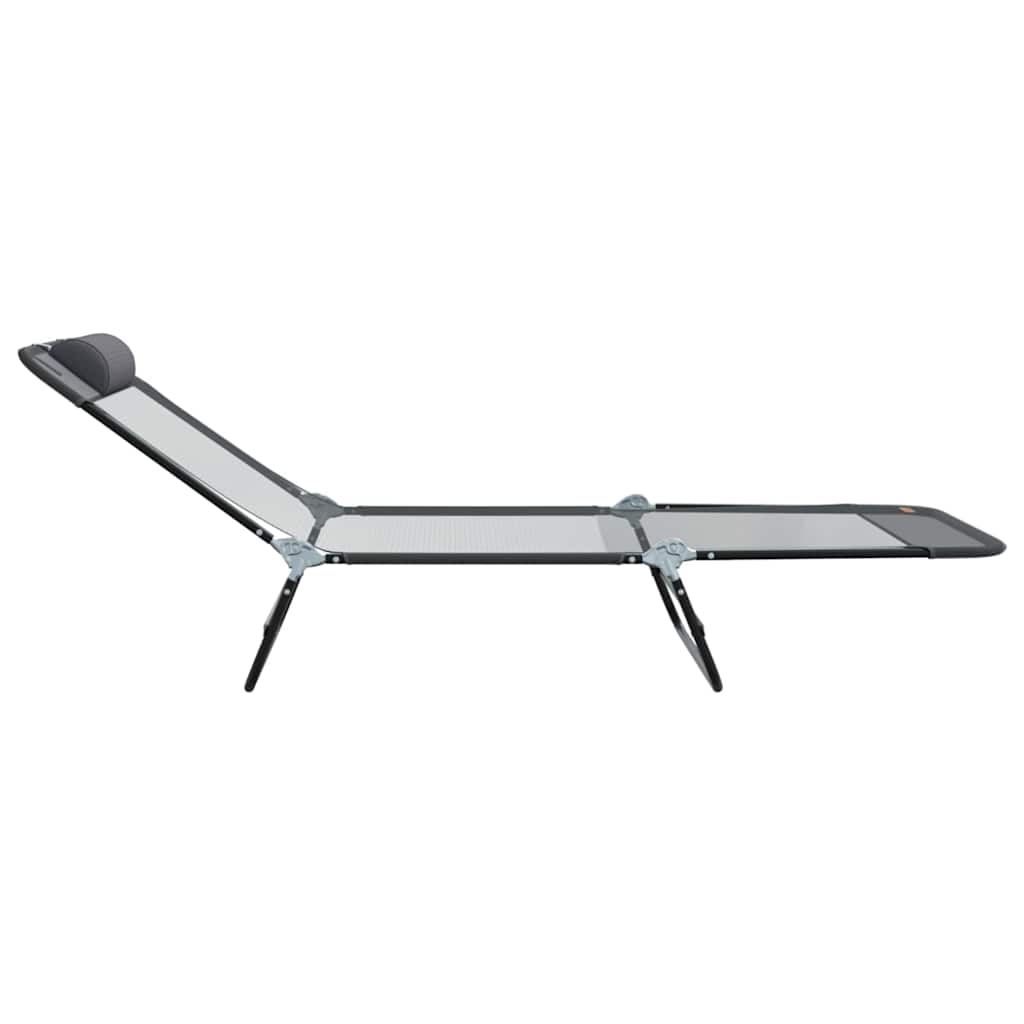 Folding Sun Lounger Folding Grey 182 x 55 x 85.5 cm Textilene